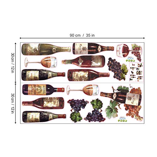 decalmile Farmhouse Style Kitchen Wall Decals Grape Fruit Wall Stickers Dining Room Living Room Bar Kitchen Wall Decor(Bottle Size: 12" to 14")