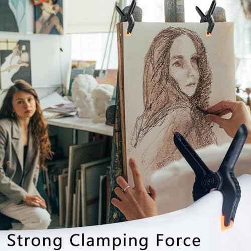 4 Pcs Spring Clamps, 4 in Plastic Heavy Duty Spring Clips for Crafts, Mini Clamps for Woodworking and Backdrop Clips Clamps for Photography for Backdrop Stand Photography Home