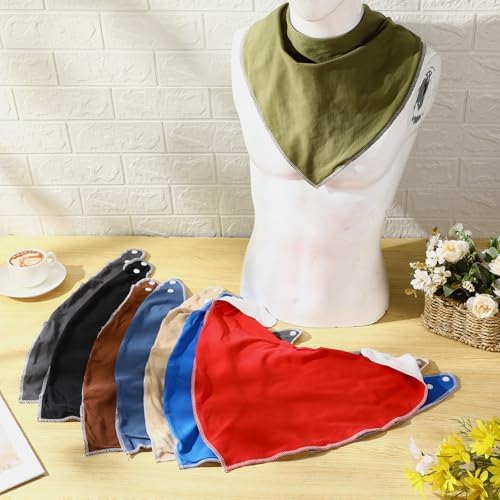 16 Pcs Adult Drool Bib for Men Women Special Needs, Soft Absorbent Large Elderly Snap Bandana Bibs Set for Clothing Protector (Multicolor)