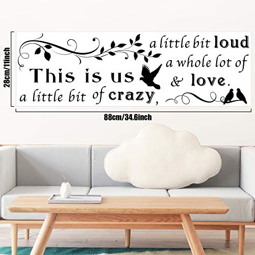 This is Us Crazy Loud Love Wall Stickers Family Lettering Wall Decals Inspirational Saying Stickers for Living Bedroom Home Decorations