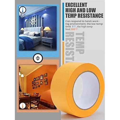 Lichamp 2 Pack 2 inch Yellow Masking Tape, Orange Washi Tape for DIY Crafts & Artist Arts, Painting, Decoration, 1.9 inch x 55 Yard x 2 roll, 0220YL(Total 110 Yards)