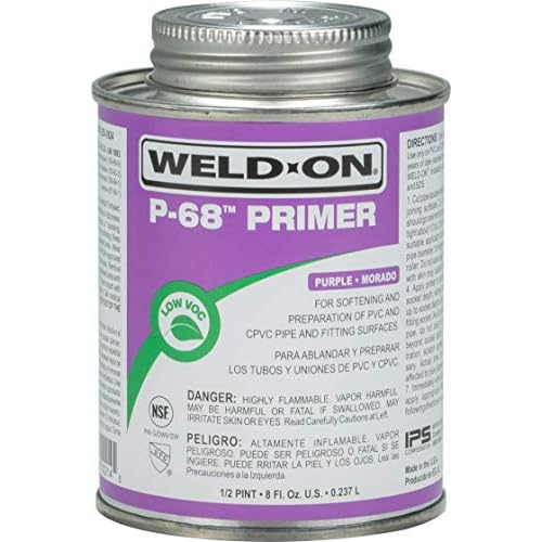 Weld-On 10214 P-68 PVC/CPVC Non-Bodied Primer - Fast Acting and Low-VOC, Purple, 1/2 Pint (8 fl oz)