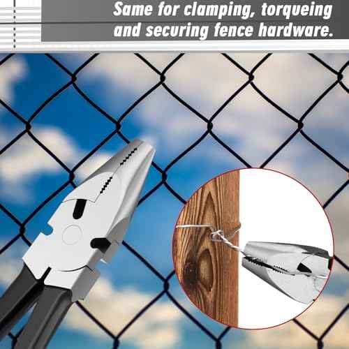 10'' Button Fence Pliers for Bending Cutting and Gripping Round Nose Wire Cutter Plier for Construction and Wire Fencing Resists Rust and Corrosion