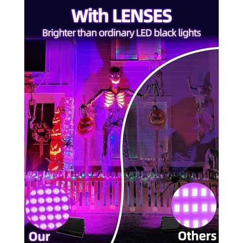 200W LED Black Lights IP66 Waterproof Black Light Outdoor with 10ft Plug+Switch, Flood Blacklight for Halloween Glow in The Dark Party Stage Light Neon Glow Birthday 2 Pack