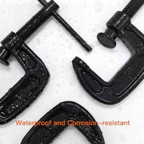 1-Inch C-Clamp Set, Heavy-Duty Cast Iron C-Clamps with 0.8-Inch Throat for Woodworking, Welding, and Building(4Pcs)