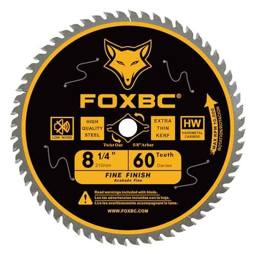 FOXBC 8-1/4 Inch Table Saw Blade 24 Tooth, 60 Tooth Wood Cutting with 5/8" Arbor, Diamond Knockout