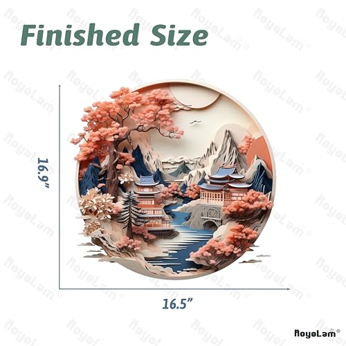 Warm Tones Chinese Landscape Chinese Paper Cutting Style Window Wall Decal for Kids - Paper Style Wall Sticker | Removable, Waterproof, and Easy Peel and Stick | Perfect for Kids, Baby Room,