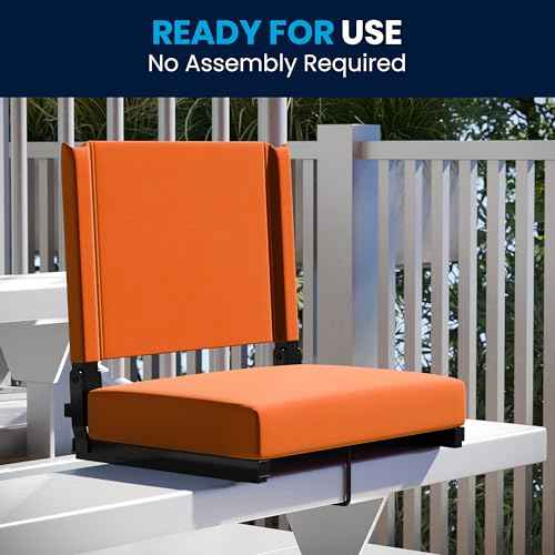 Flash Furniture Grandstand Portable Stadium Seats for Bleachers or Benches, Folding Padded Stadium Chairs with Handle, Pack of 2, 500 lb. Weight Capacity, Orange