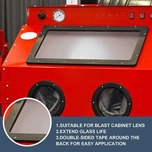 8 Pcs Abrasive Blasting Cabinet Lens Cover Polyester Film Sandblast Cabinet Inner Lens Protector Adhesive Standard Sand Blast Film for Sandblast Replacement, 23 x 11 Inch