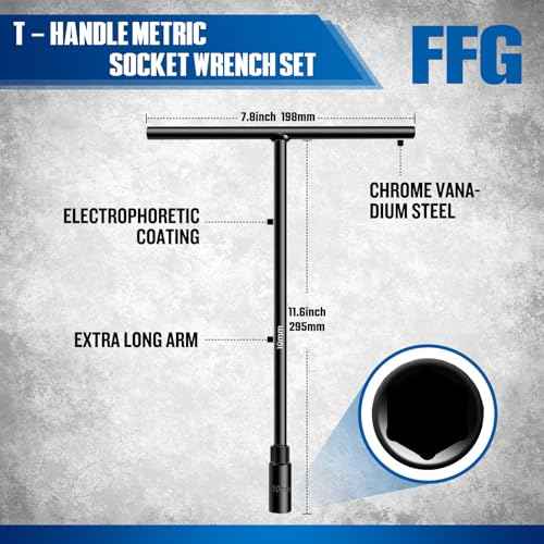FFG T - Handle Metric Socket Wrench 6- Point 10mm Chrome Vanadium Steel T Handle Wrench Hex Socket For Car Motorcycle Dirtbike Repair