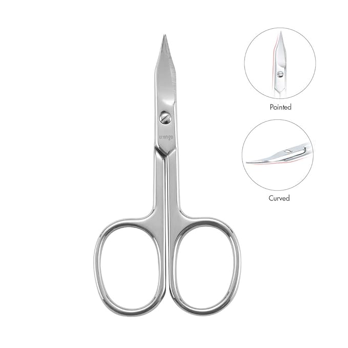 LIVINGO Premium Manicure Nail Scissors Multi-purpose Stainless Steel Cuticle Pedicure Beauty Grooming Kit for Eyebrow, Eyelash, Dry Skin Curved Blade 3.5 inch