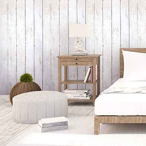 CiCiwind 118¡± x17.7¡± Wood Wallpaper Peel and Stick White Wood Wall Paper for Bathroom Bedroom Removable Waterproof Self-Adhesive Wallpaper Shiplap Contact Paper Decoral Laundry Room Vinyl Film