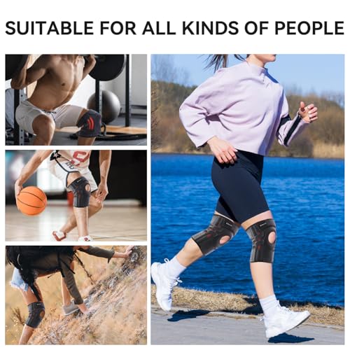 Knee Brace for Men - Adjustable Support for Arthritis, ACL Meniscus Tear & Knee Pain Relief or Injury Recovery - Plus Dual Side Stabilizers (Man-Black, Size(14.2in-19in))