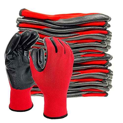 Evridwear Nitrile Coated Work Gloves,Superior Oil Resistance with Grip for Men Women Automotive,Gardening, Mechanic
