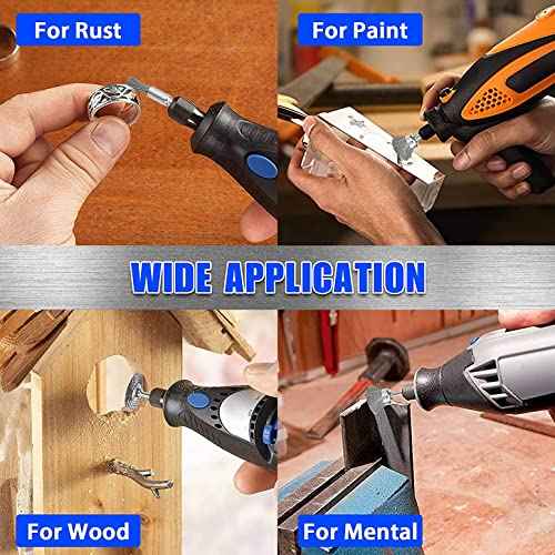 42Psc Wire Wheel Brush Set, Rotary Tool Wire Brush, Steel Wire Wheels Pen Brushes Set Kit Accessories for Rotary Tool-1/8(3mm) Shank