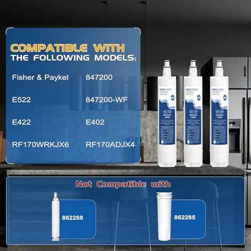 847200 Water Filter Replacement for Fisher & Paykel 847200, 847200-WF, Compatible with Fisher & Paykel Model Number E522, E422, E402 (2 Pack)