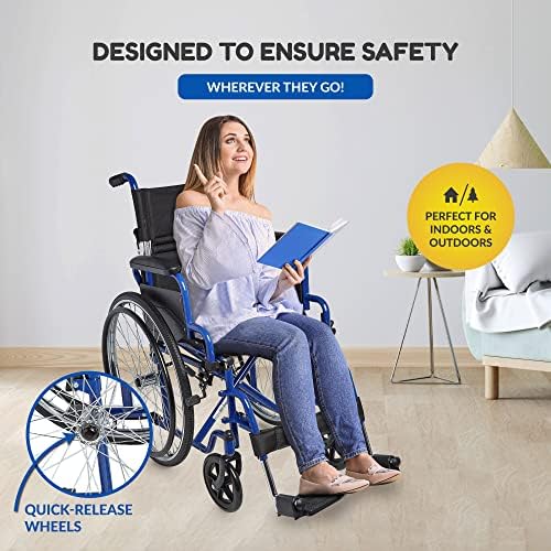 Ziggo 16” Seat Width Pediatric Wheelchair for Kids & Children, Lightweight, Manual Folding Wheelchair w/Safety Belt, Swing-Away Foot Support w/Straps, Desk Length Arm Rests