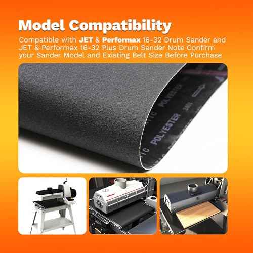 16-1/4 x 43-1/2 Inch 120 Grit Silicone Carbide Drum Sander Conveyor Belt Feed Belt for Older JET & Performax 16-32 Drum Sanders