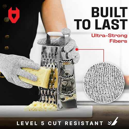NoCry Premium Cut Resistant Gloves Food Grade ? Level 5 Protection; Ambidextrous; Machine Washable; Superior Comfort and Dexterity; Lightweight ? Perfect Cutting Gloves or Mandolin Glove