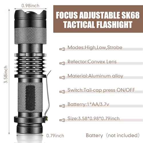 Mudder 10 Pack Mini LED Flashlight 3 Lighting Modes Small Adjustable Handheld Flashlight with Belt Clip for Camping Home Hiking Outdoor Work(Black, White Light)