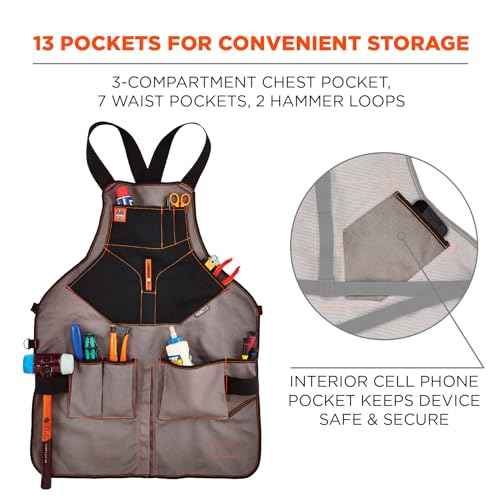 Ergodyne - 13696 Arsenal 5705 Full Length Tool Work Apron, 13-Pockets, Gray