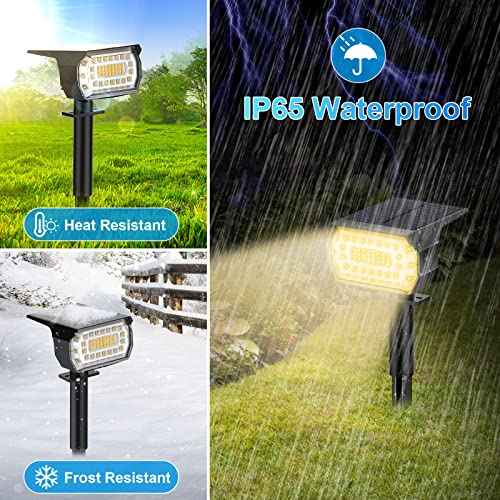 Solar Spot Lights Outdoor, [57 LED/6 Pack] Solar Lights Outdoor IP65 Waterproof, 3 Modes Solar Powered Landscape Spotlights for Garden Yard Outside Patio Pathway Pool(Warm White)