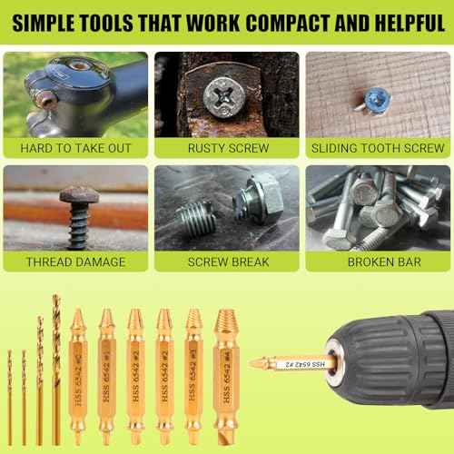 Damaged Screw Extractor Set, 10Pcs Easy Out Bolt Extractor Set, Drill Bit Stripped Screw Remover Tools for Damaged, Broken, Rusted, Small Screws, Bolts, Nuts