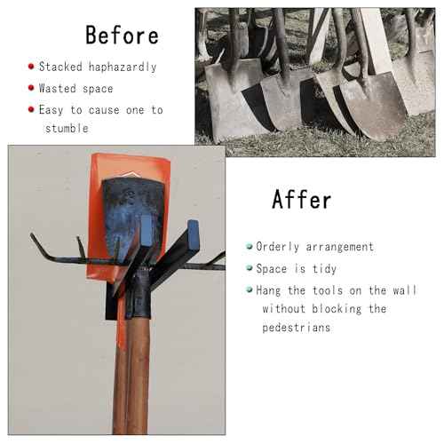 Wall Mounted Tool Rack, Heavy Duty Tool Rack for Heavy Tools Such as Shovels And Rakes, With Metal Screws and Anchors