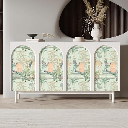Blooming Wall DPYC17 Castle and Peacocks Standing on The Balcony Peel and Stick Wallpaper Removable Self Adhesive Wall Mural Wall D?cor