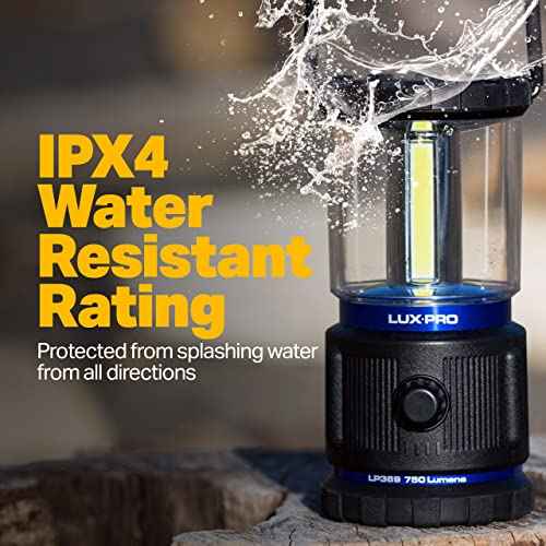 LUXPRO 3C Rugged 750 Lumen LED Lantern - Battery Powered for Up to 90 Hours of Use - Dimmable LED Light with IPX4 Water-Resistant Rating