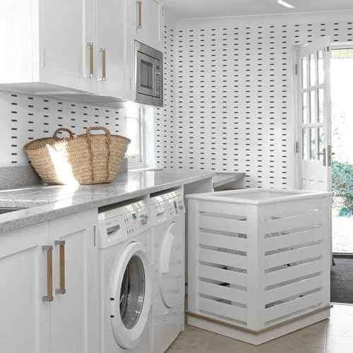 Heroad Black and White Wallpaper Peel and Stick Modern White Wall Paper Geometric Contact Paper Renter Friendly Removable Self-adhesive Waterproof for Bathroom Bedroom Cabinet and Drawer 17.3" x 78.7"