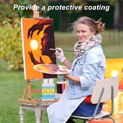 Clay Varnish, Air Dry Glaze, Sculpture Sealant, Glossy Varnish for Polymer or Air Hardening Clay, Clear Gloss With Brush (Clear, 2 oz)
