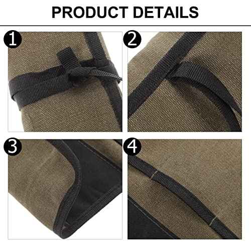 3pcs Chisel Roll, Canvas Roll up Tool Organizer Woodworking Carving Tool Bag 4 Pockets Wrench Holder Pouch for Knives and chisels Storage