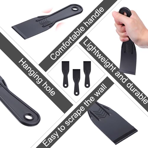 5 Pcs Plastic Putty Knife, 2 Inch Black Plastic Putty Knife Scraper Flexible Plastic Knives Putty Knife Set for Taping Drywall Wall Painting Plastic Scraper For Spackling Patching Flexible Putty Knife