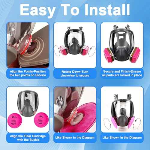Full Face Respirator Mask with Filters 60921 & 2091£¬Reusable Gas Mask for Painting£¬Welding, Griding&Cuting | Anti-Fog, Silicone Face Seal, Dust Protection