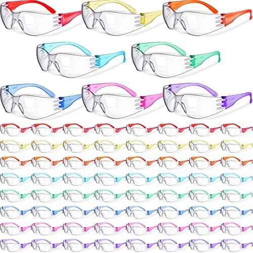 Chumia 64 Pcs Kids Safety Glasses Scratch Impact Resistant Safety Goggles Anti Fog Protection Glasses with Clear Lens