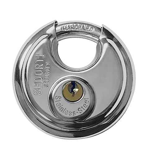 5-Pack Discus Padlocks Keyed Alike, 2-3/4 inch Wide, Stainless Steel 304 Round Lock, Waterproof and Rustproof Storage Lock with Brass Keys, Ideal for Storage Unit Gate, Outdoor, Shed, Fence
