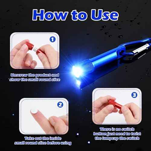 60 Pack Mini Keychain Flashlights Bulk, Ultra-Bright LED Metal Carabiner Clip Lights,Compact Emergency Lights for Camping, Hiking, Cycling, Survival Kits(60)