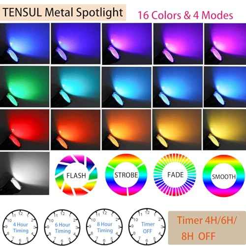 24W Halloween SpotLights with Timer, IP65 Waterproof Metal Landscape Lights RGB Spot Lights Outdoor Color Changing Spotlight for Yard Garden, 6 Lights