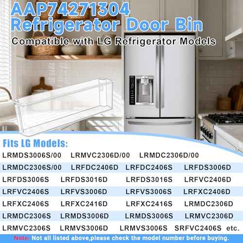 UPGRADED AAP74271304 Refrigerator Door Bin Compatible with LG Refrigerator Door Shelf Parts AAP74271304 LRMDS3006S LRMVC2306D LRMDC2306D LRMDC2306S LG Fridge Door Basket Replacement Door Shelves