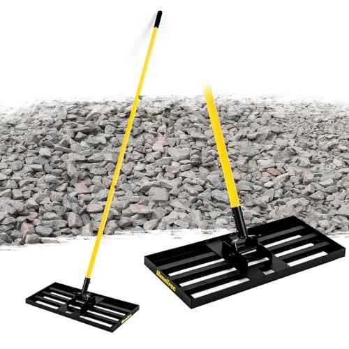 Lawn Leveling Rake, 30"x10" Heavy Duty Sand Leveling Tool with 7FT Long Handle, Steel Golf Rake for Soil, Compost, Gravel, Lawn Leveler for Yard, Garden, Golf Course, Landscaping Level Tool