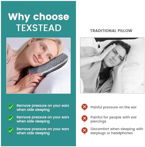 Ear Pillow with Ear Piercing for Side Sleeping, Ear Hole Memory Foam Donut Pillows for Ear Pain CNH Earring Pierced Pillow, Round, Gray