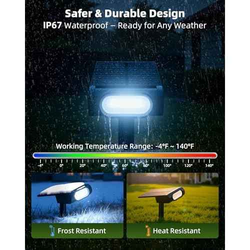 EZVALO Solar Spot Lights Outdoor Waterproof IP67, 3 Lighting Modes Landscape Spotlights, Efficient King-Size LEDs, Solar Powered for Garden Yard Pathway (4Pack-Cool White)
