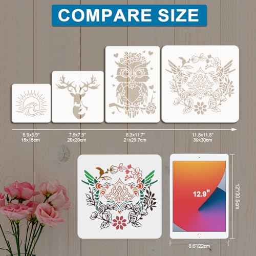 MAYJOYDIY 4pcs Lip Stencil Kiss Lips DIY Stencil 4Sizes 6~12inch Lips Lipstick Mouth Painting Stencils Reusable Red Lips PET Stencils for Gift Album Wall Furniture Room Decor Summer T-Shirts