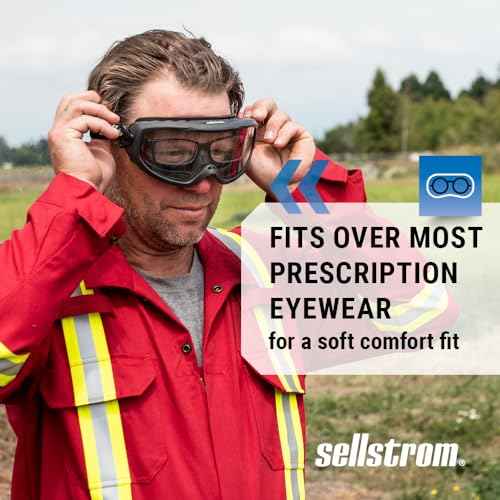 Sellstrom Odyssey II Wildland Fire Safety Goggles - Anti-Fog, Anti-Scratch Eye Protection Goggles for Men & Women - FR Strap, fits over Glasses, ANSI Z87.1