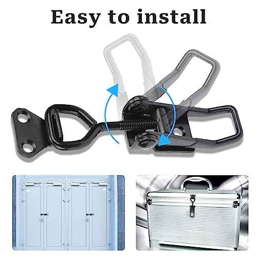 2 PCS Black Toggle Latch Clamp 300lbs Heavy Duty Adjustable Pull Latch - Quick Release Smoker Door Metal Clamps for Box, Gate, Cabinet, Case