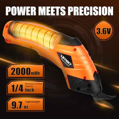 Cordless Electric Scissors, 3.6V Cardboard Cutter with 2 Blades, Rechargeable Electric Fabric Cutter with Safety Lock for Cutting Cardboard Fabric Leather Carpet (Orange)