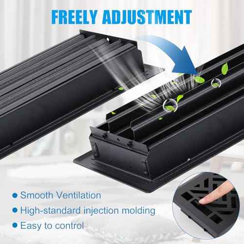 Tuanse 4 Pack 4"x12" Black Floor Register Vent Cover Heavy Duty Walkable Steel Register Vent Covers for Home Floors, Herringbone Pattern for Easy Adjust Air Flow