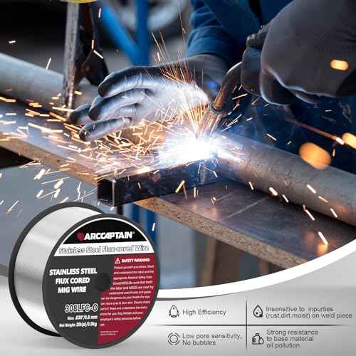 ARCCAPTAIN Stainless Steel Flux Cored Wire E308LFC-O .030-Diameter MIG Welding Wire Stainless Steel Wire with Low Splatter Compatible With Lincoln Miller Forney Harbor MIG Welder 2-Pound
