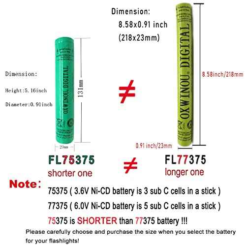 77375 Battery Compatible with STREAMLIGHT FLASHLIGHTS 77375 77175 9926J SL20LP SL20L SL20XP-LED 6V 2600mAh NiMH OXWINOU Battery Stick(2-Pack)